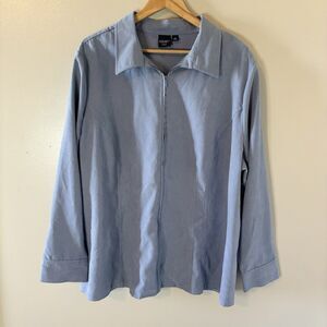 Sonoma Life Style Womens Suede Feel Full Zip Top Blue Long Sleeve Jacket…